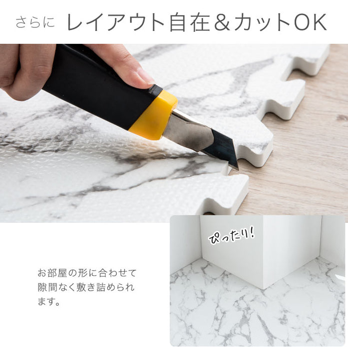 12畳 大理石調ジョイントマット 64枚 大判59cm すべりにくい！ 防音 抗菌 防臭 サイドパーツ付〔31800019〕