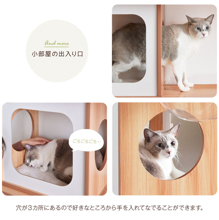 [幅100×高さ118cm] 当店オリジナル 木製 キャットタワー 麻紐 爪とぎ 〔32000020〕
