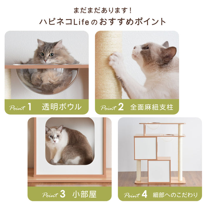 [幅100×高さ118cm] 当店オリジナル 木製 キャットタワー 麻紐 爪とぎ 〔32000020〕