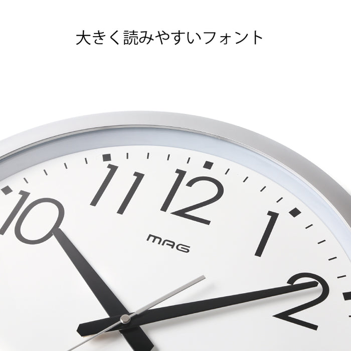大きめ直径42cm 電波 時計 夜間秒針停止機能 付き 掛け時計  ステップ秒針 壁掛け 〔33000025〕