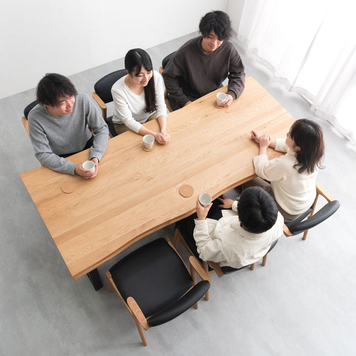 ［幅200］6人掛け ダイニングテーブル7点セット オーク無垢 チェア6脚【搬入設置無料】【超大型商品】〔33010114〕