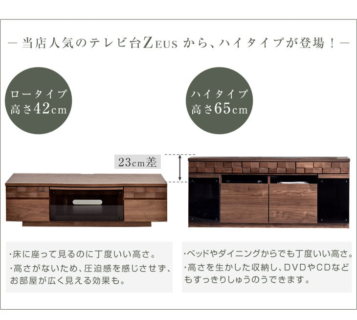 幅150cm 国産 完成品 テレビ台 ハイタイプ *ゼウス-TG*  【超大型商品】 〔36800007〕