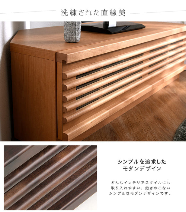 幅100cm アルダー無垢 国産 完成品 コーナーテレビ台 ナチュラル ブラウン *ダリア-TG* 〔38700021〕