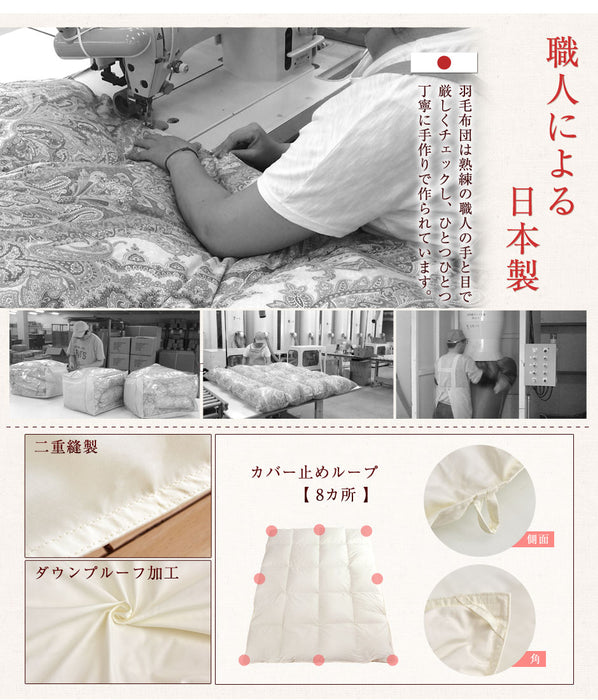 [セミダブル] 1.2kg 羽毛布団 マザーダックダウン95% CILブラックラベル 440dp 立体キルト 日本製 プラチナビッグクラスター〔39100059〕