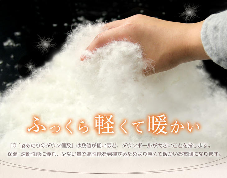 [セミダブル] 1.2kg 羽毛布団 マザーダックダウン95% CILブラックラベル 440dp 立体キルト 日本製 プラチナビッグクラスター〔39100059〕