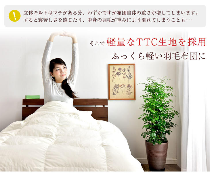 [ダブル] 1.4kg 羽毛布団 マザーダックダウン95% CILブラックラベル 440dp 立体キルト 日本製 プラチナビッグクラスター〔39100060〕