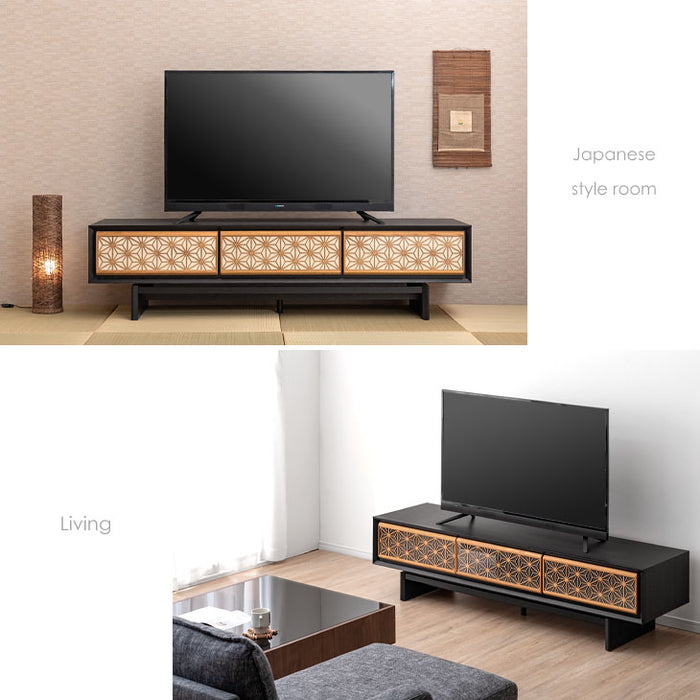 幅180cm 組子調デザイン テレビ台 国産 完成品 和風モダン【搬入設置込み】【超大型商品】〔39700011〕