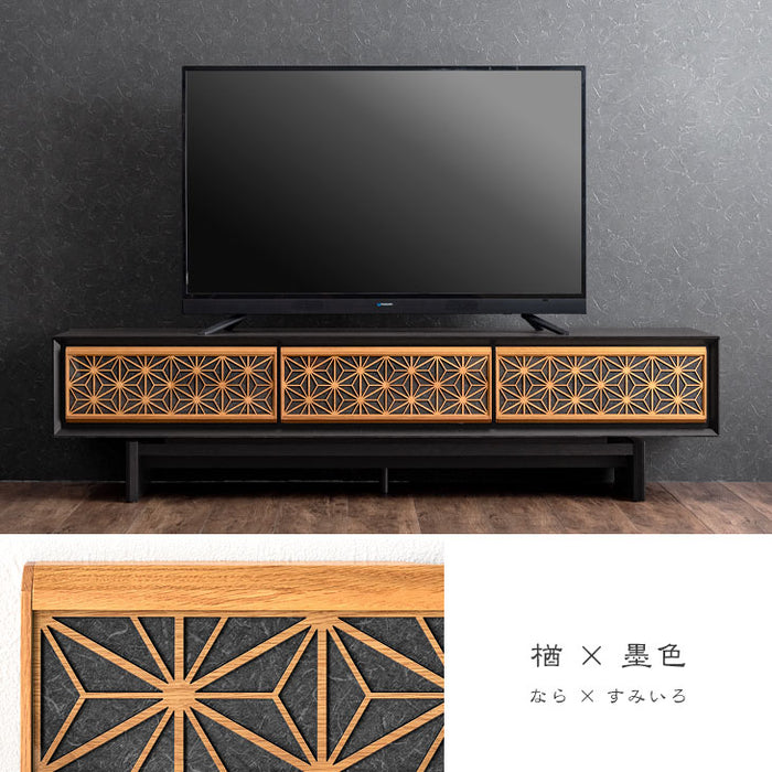 幅180cm 組子調デザイン テレビ台 国産 完成品 和風モダン【搬入設置込み】【超大型商品】〔39700011〕