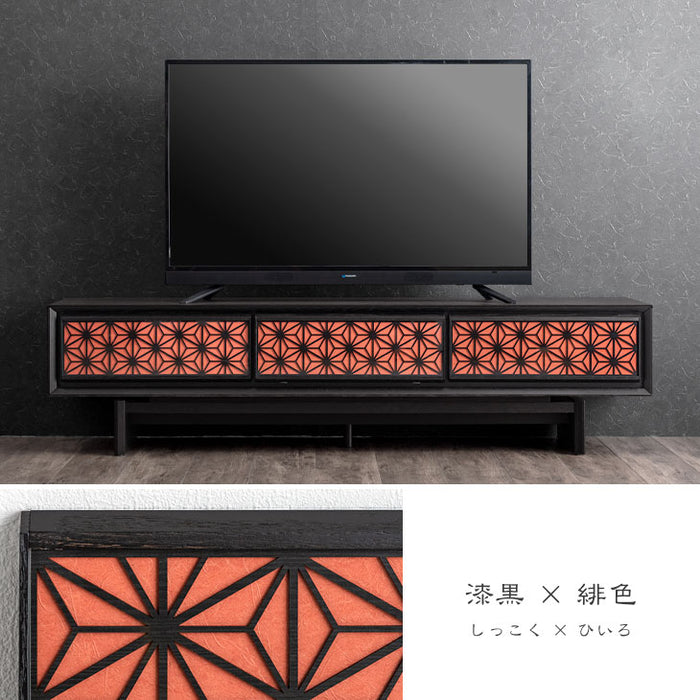 幅180cm 組子調デザイン テレビ台 国産 完成品 和風モダン【搬入設置込み】【超大型商品】〔39700011〕