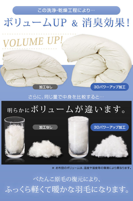 [ダブル] 布団6点セット 増量1.8㎏ ホワイトダックダウン90％ CILシルバーラベル 立体キルト 350dp以上 日本製〔10119079〕