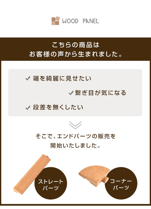 エンドパーツ ウッドパネル用 人工木 ストレート 24個 コーナー 8個 端パーツ ウッドタイル 天然木粉 30×30cm用〔42300014〕