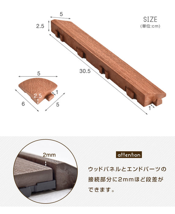 エンドパーツ ウッドパネル用 人工木 ストレート 24個 コーナー 8個 端パーツ ウッドタイル 天然木粉 30×30cm用〔42300014〕