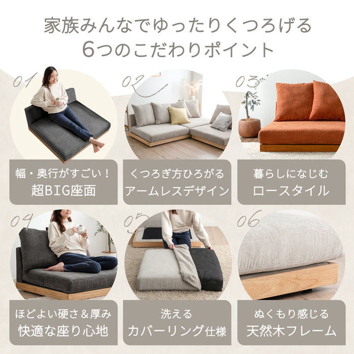1.5人掛け カバーリング フロアソファ クッション 2個セット コーナー