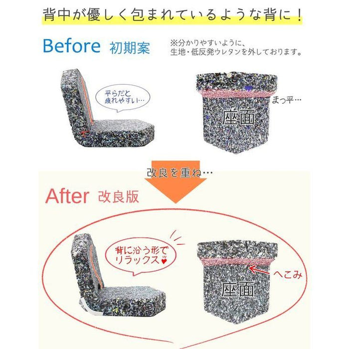 日本製 低反発 座椅子 グレー 14段階 リクライニング 国産 〔4403010600〕