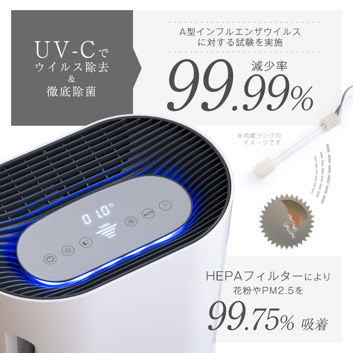 交換用フィルター付】空気清浄器 UV-C紫外線ランプ搭載 ELEC
