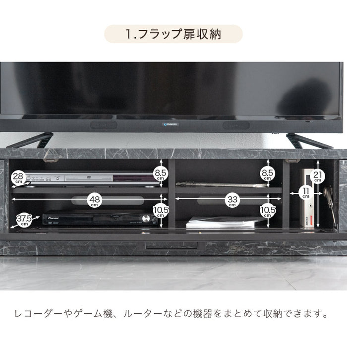 幅180cm 大理石調 国産 完成品 テレビ台 ロータイプ *GOD-TG* マーブル柄  【超大型商品】 〔49100020〕