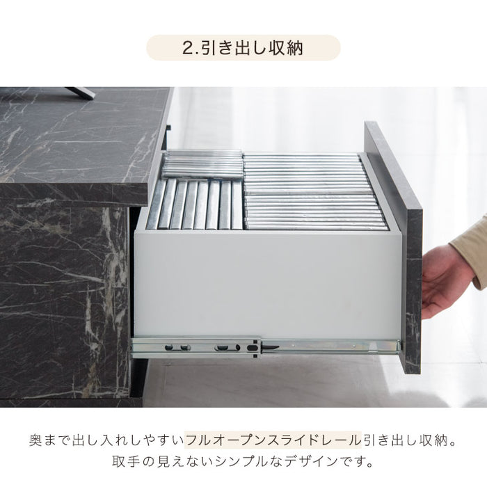 幅180cm 大理石調 国産 完成品 テレビ台 ロータイプ *GOD-TG* マーブル柄  【超大型商品】 〔49100020〕