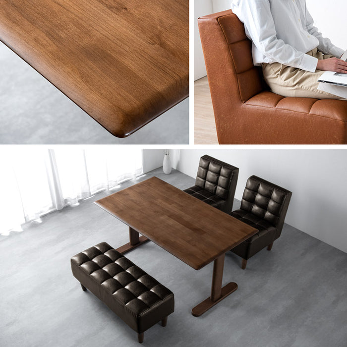 4人掛け ソファダイニング4点セット 天然木  【超大型商品】〔49100037〕