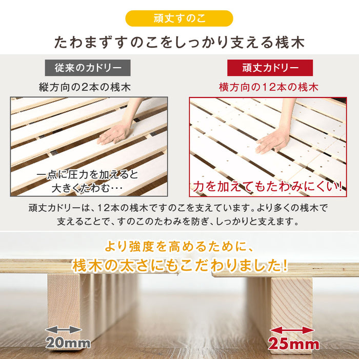 ［セミダブル］頑丈設計 ベッド 耐荷重500kg 宮付き スマホスタンド 2口コンセント付 すのこ 天然木 北欧〔49600084〕