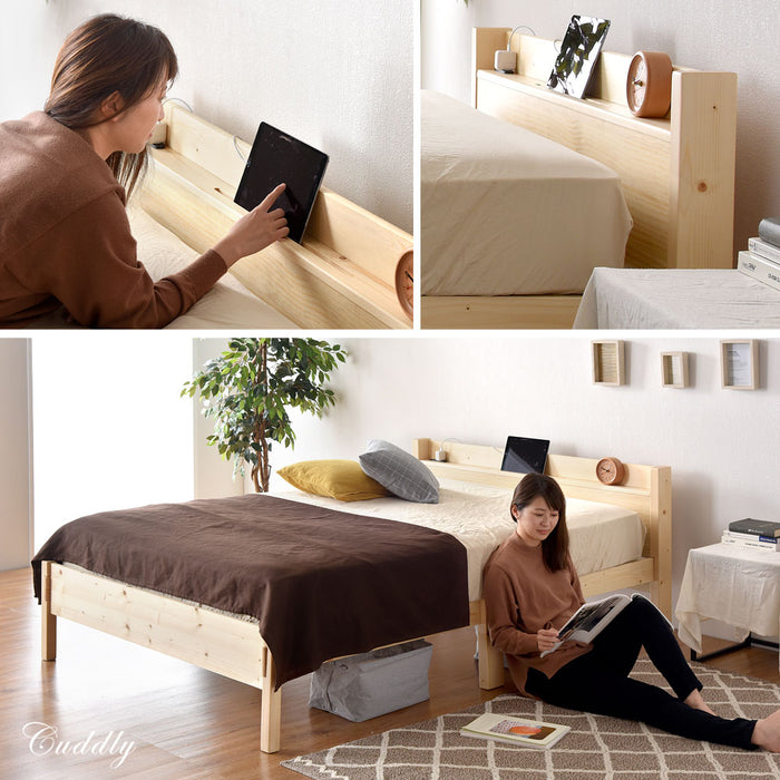 暮らしを快適にする棚コンセント付きデザインベッド ベッドフレームのみ 電動リクライニングタイプ