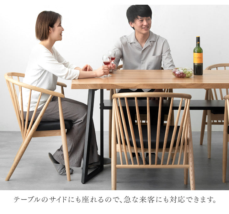 [幅200×83] 天然木 和モダン ダイニング 7点セット 棚付き 6人掛け 長方形 ダイニングテーブルセット【超大型商品】【テーブル搬入設置込み】〔49600832〕