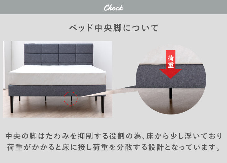 ダブル]ファブリック ベッド 2口コンセント付 フレーム 単品 すのこ