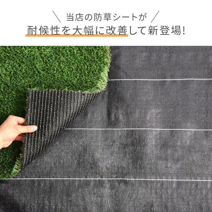[1×10ｍ] 10年耐久人工芝 超高密度52万本/ｍ2 防草シート付き 芝丈25mm U字ピン24本付 除草剤不要〔50900082〕