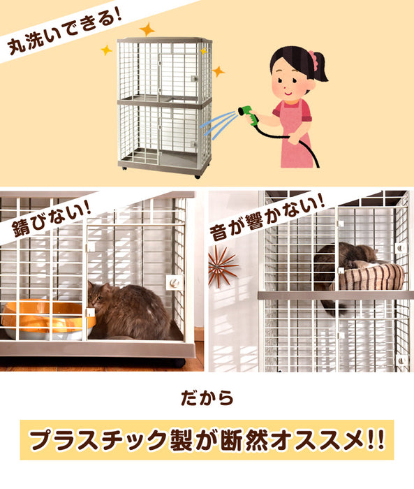 猫 ケージ PETPNR 無垢材のキャットケージ キャスター付猫用ケージ 室内用掃除しやすい，耐荷重30kg 猫のゲージ 簡単組み立て日本語 