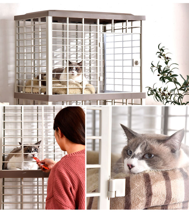 猫専用ドア付き 猫 ケージ キャットケージ 3段 多頭飼い 段可能