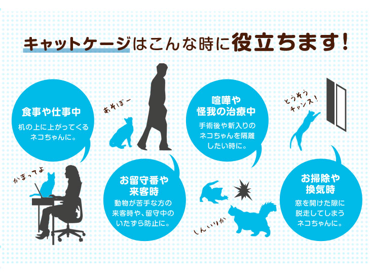 幅69cm 3段 キャットケージ コンパクト 引き出し 穴開きトレー ハイタイプ キャスター 脱走防止〔52800005〕〔52800005〕