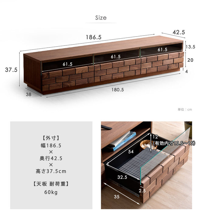 幅186cm 国産 完成品 テレビ台 ウォールナット【超大型商品】〔59700025〕