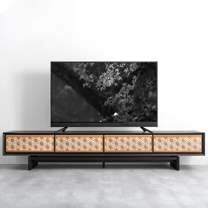 【マム、テレビ台】 幅240cm 組子調デザイン テレビ台 国産 完成品 和風モダン【搬入