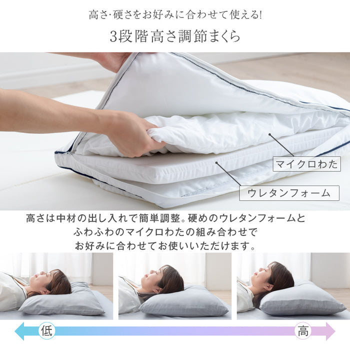 [セミダブル] 布団7点セット 厚み10cm 高反発三つ折りマットレス 調整枕 抗菌 防臭 防カビ〔61141003〕