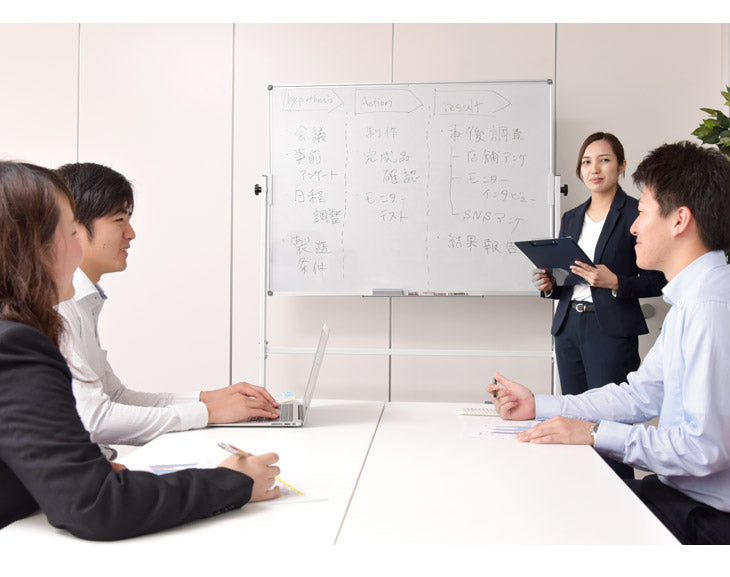法人様限定 ホワイトボード 120×90 両面仕様 壁面取付も対応 360°回転 キャスター付き 〔64500002〕