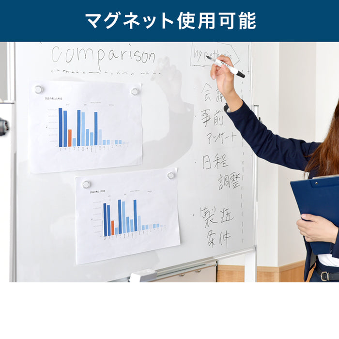 法人様限定 ホワイトボード 180×90 両面仕様 壁面取付も対応 360°回転 キャスター付き 〔64500003〕