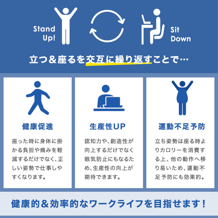 [幅120] 違いは“安定感” ２モーター昇降式 電動スタンディングデスク 衝突センサー付き 高さメモリ機能付き〔69100000〕