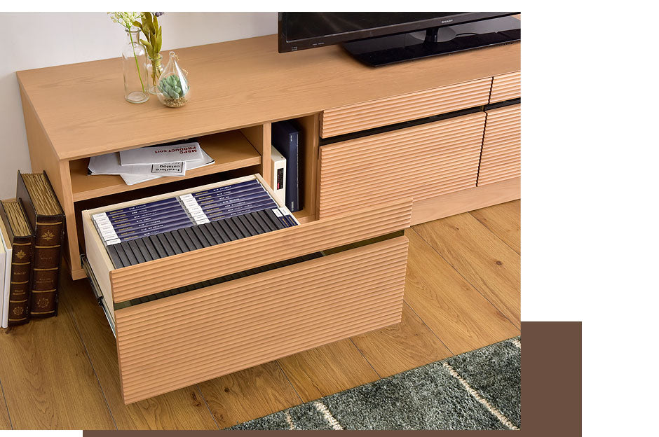 幅166cm テレビ台  アルダー無垢 完成品【超大型商品】〔71020052〕