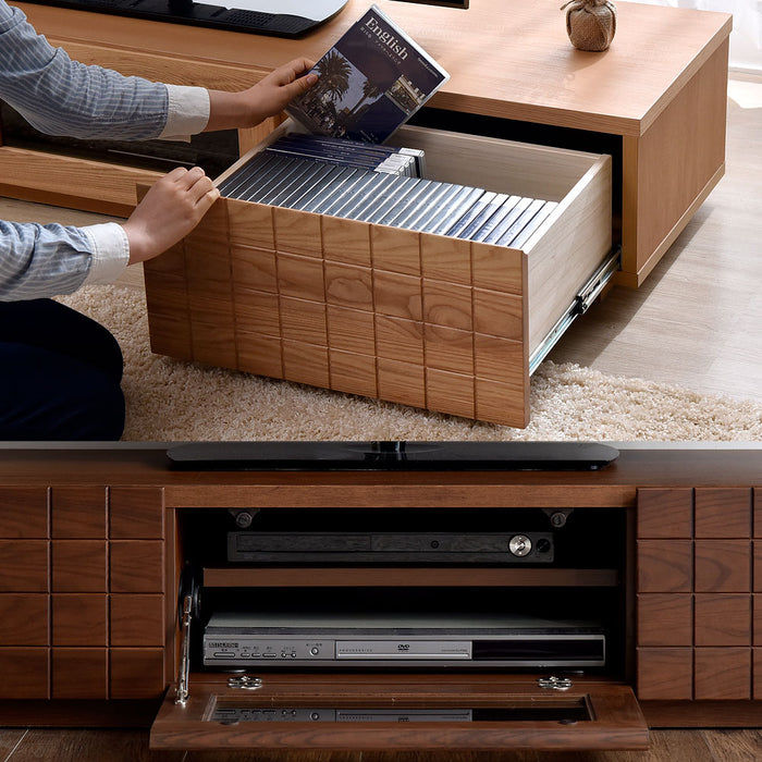 幅180cm アッシュ無垢 完成品 テレビ台 ナチュラル・ダークブラウン  【超大型商品】 〔71020059〕