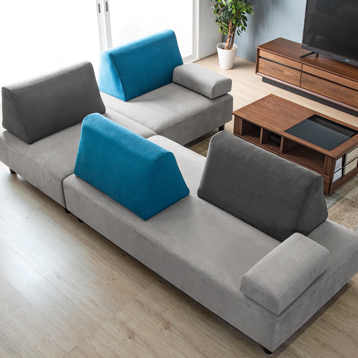 アイランドソファ フルセット ベロア調 天然木脚 ロボット掃除機対応