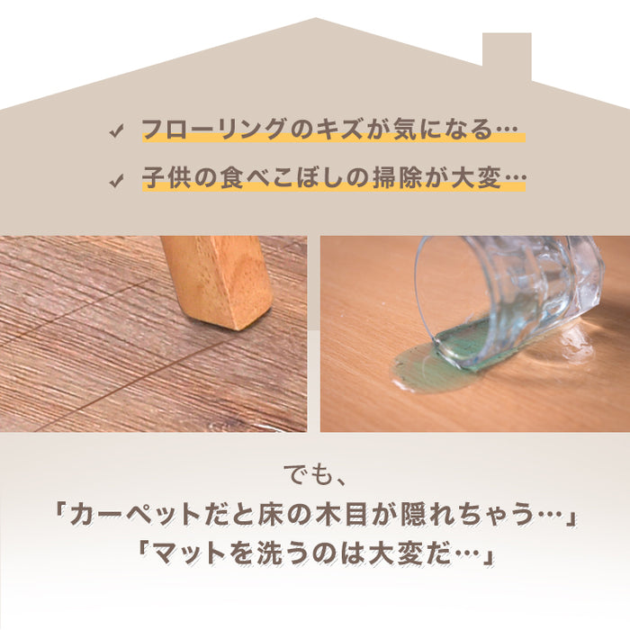 [180×180cm]透明ダイニングラグ 厚さ1.5mm カット可能 表面エンボス加工〔75510002〕