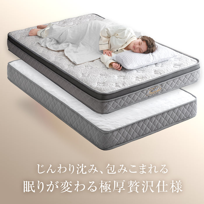 [セミダブル] 超極厚35cm Wポケットコイルマットレス 抗菌 防ダニ 防臭 3Dメッシュ 体圧分散〔77500006〕