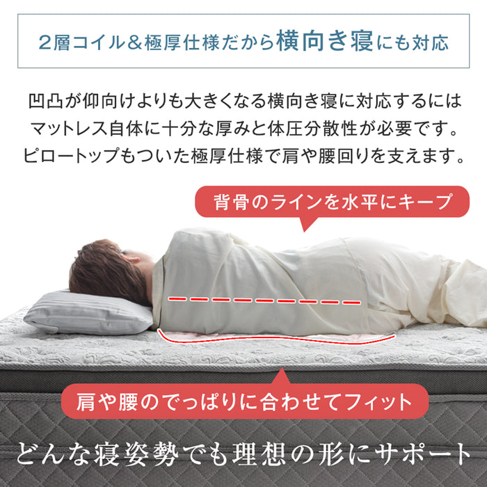 [シングル] 超極厚35cm Wポケットコイルマットレス 抗菌 防ダニ 防臭 3Dメッシュ 体圧分散〔77500005〕