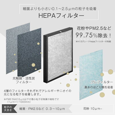 空気洗浄機 交換用フィルター付 マイナスイオン 加湿 30畳〔77800002〕