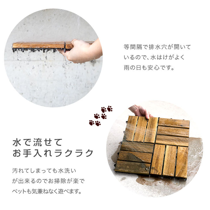 7.3平米用 30×30cm アカシア天然木 ウッドパネル 81枚セット ウッドタイル ジョイント式 〔78400002〕