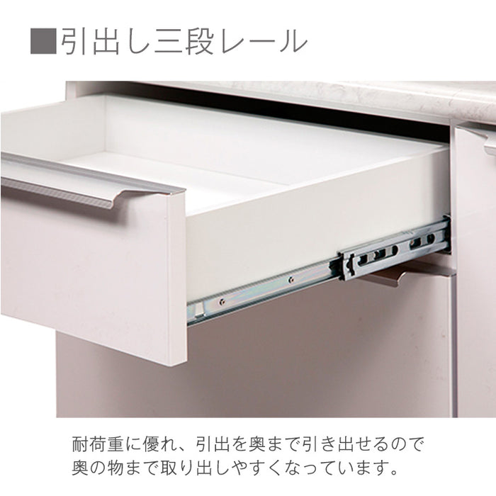 [幅90cm] 国産 キッチンカウンター ハイタイプ 完成品 食器棚 キッチンボード レンジ台 キッチンラック モイス〔83100005〕
