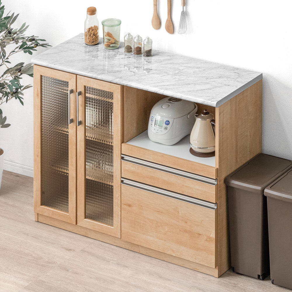 幅120cm] 国産 キッチンカウンター 完成品 食器棚 収納 大型レンジ対応