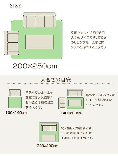 [200x250] シャギーラグ 40mm ロングパイル 床暖房 ホットカーペット対応〔87250010〕