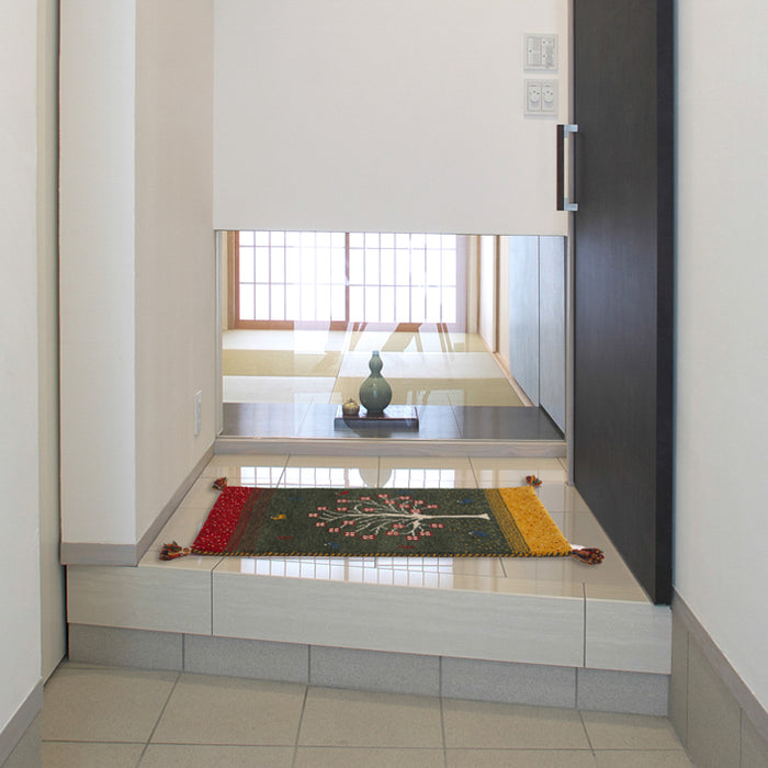 45×75cm 座布団 玄関マット 手織り ウールラグ 45×75 長方形 厚手 ウール 100％ マット ラグ〔8725006900〕
