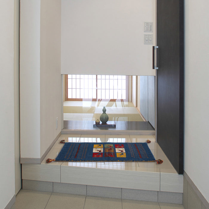 45×75cm 座布団 玄関マット 手織り ウールラグ 45×75 長方形 厚手 ウール 100％ マット ラグ 〔8725007100〕
