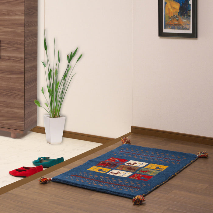 45×75cm 座布団 玄関マット 手織り ウールラグ 45×75 長方形 厚手 ウール 100％ マット ラグ 〔8725007100〕
